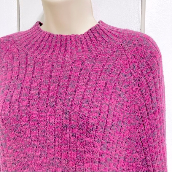 Maroon Purple Black Detail Long Sleeve Round Neck Cotton Sweater Woman's XL - Picture 8 of 13